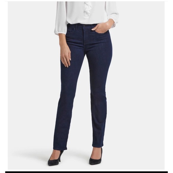NYDJ Denim - NYDJ Marilyn Straight Jeans Women's 16 Dark Wash Lift Tuck Stretch Shaping Denim